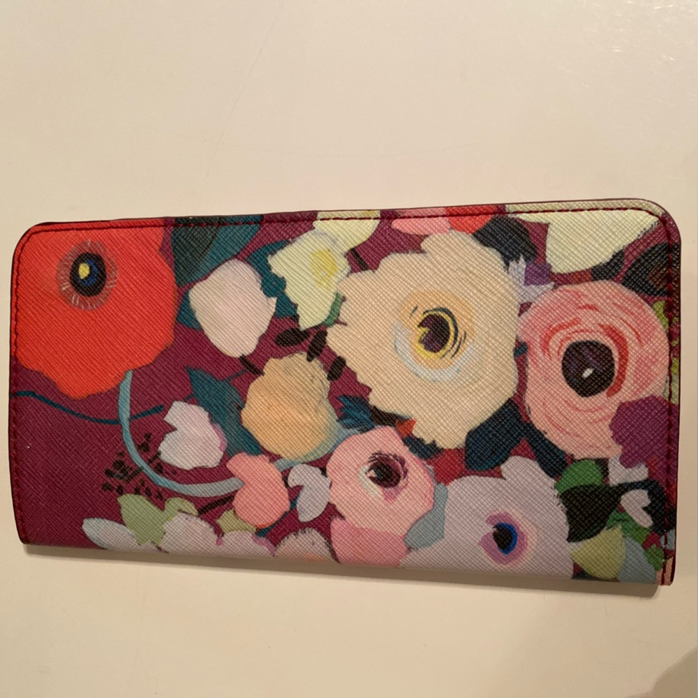 Anthropologie pretty Floral Women's Wallet 8” x 4”  folds flat never used